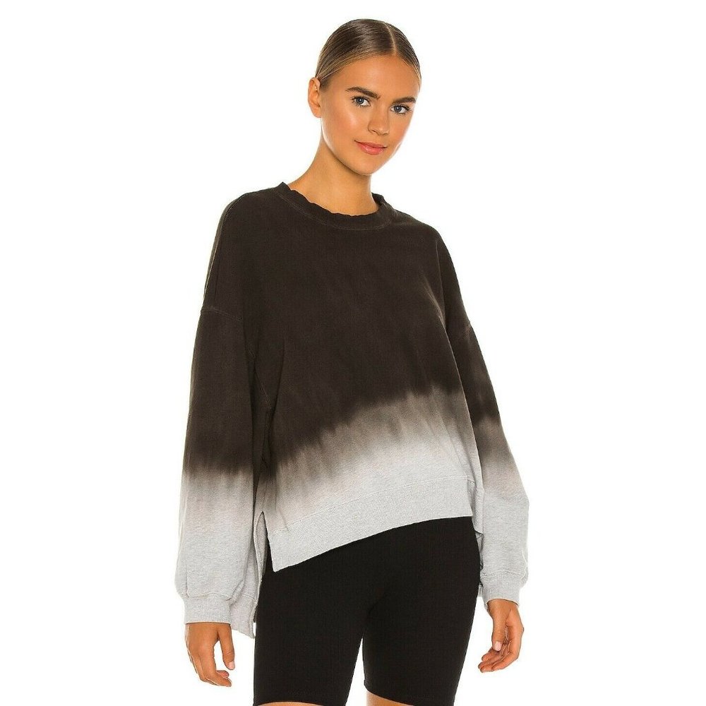 Electric & Rose Neil Sweatshirt Onyx Dusk Ombre Black Tie Dye XS NWOT $158
